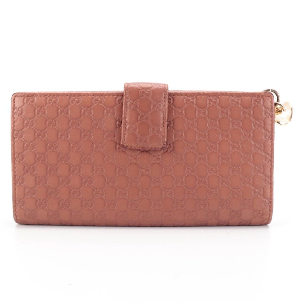 Gucci Microguccissima Leather Long Wallet Dusty Rose Pink Heart Charm 257012